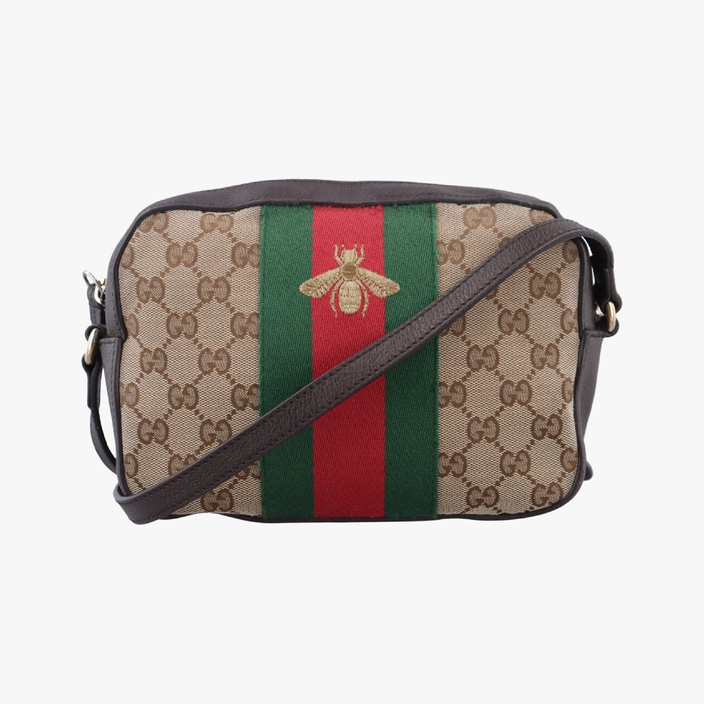 GUCCI Bee Web Multicolor Canvas and Leather Shoulder Bag 412008I019342450