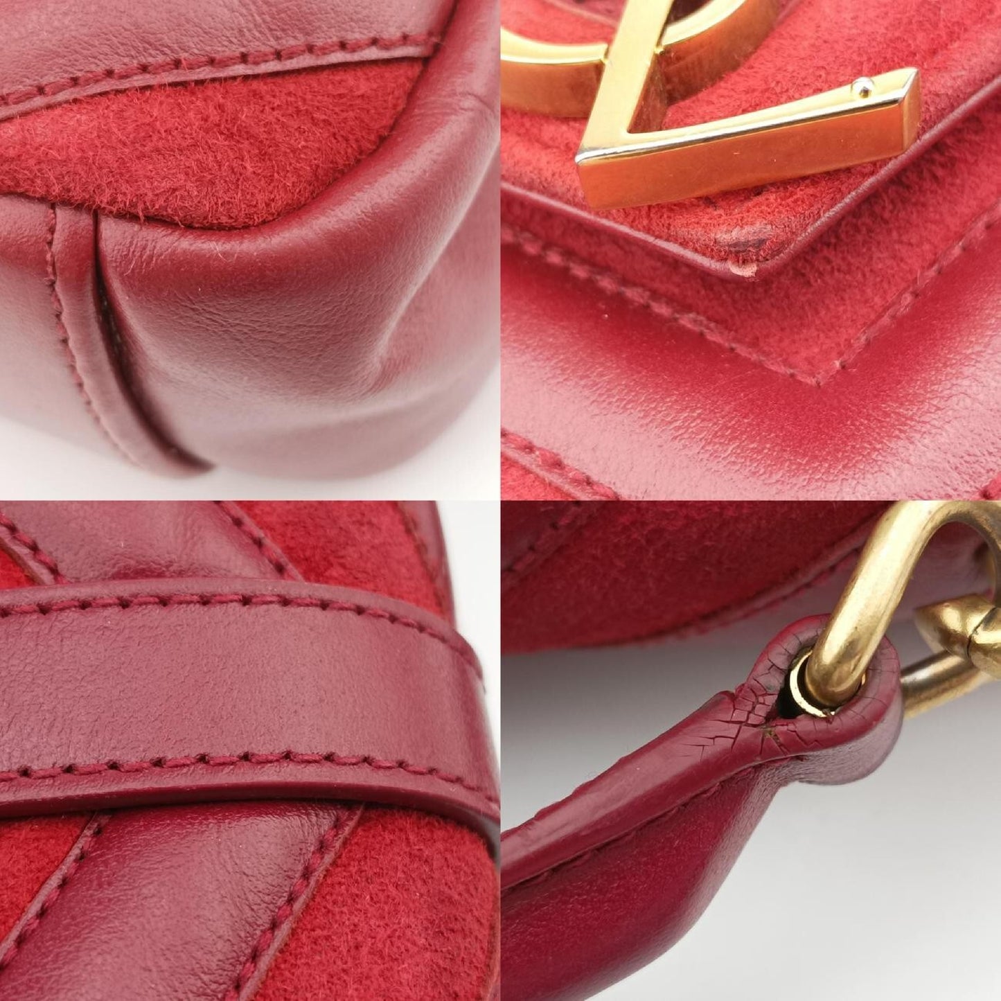 Yves Saint Laurent College Red Suede and Leather Shoulder Bag 428056ARS428056.0517