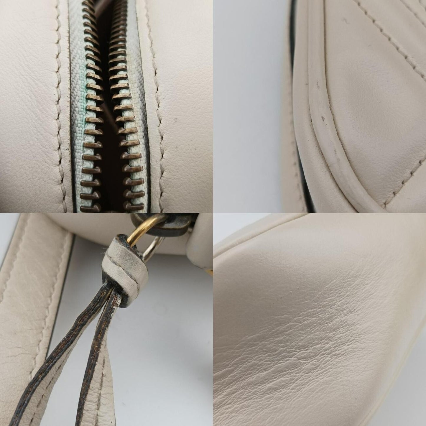 GUCCI GG Marmont White Leather Shoulder Bag 448065B024143692