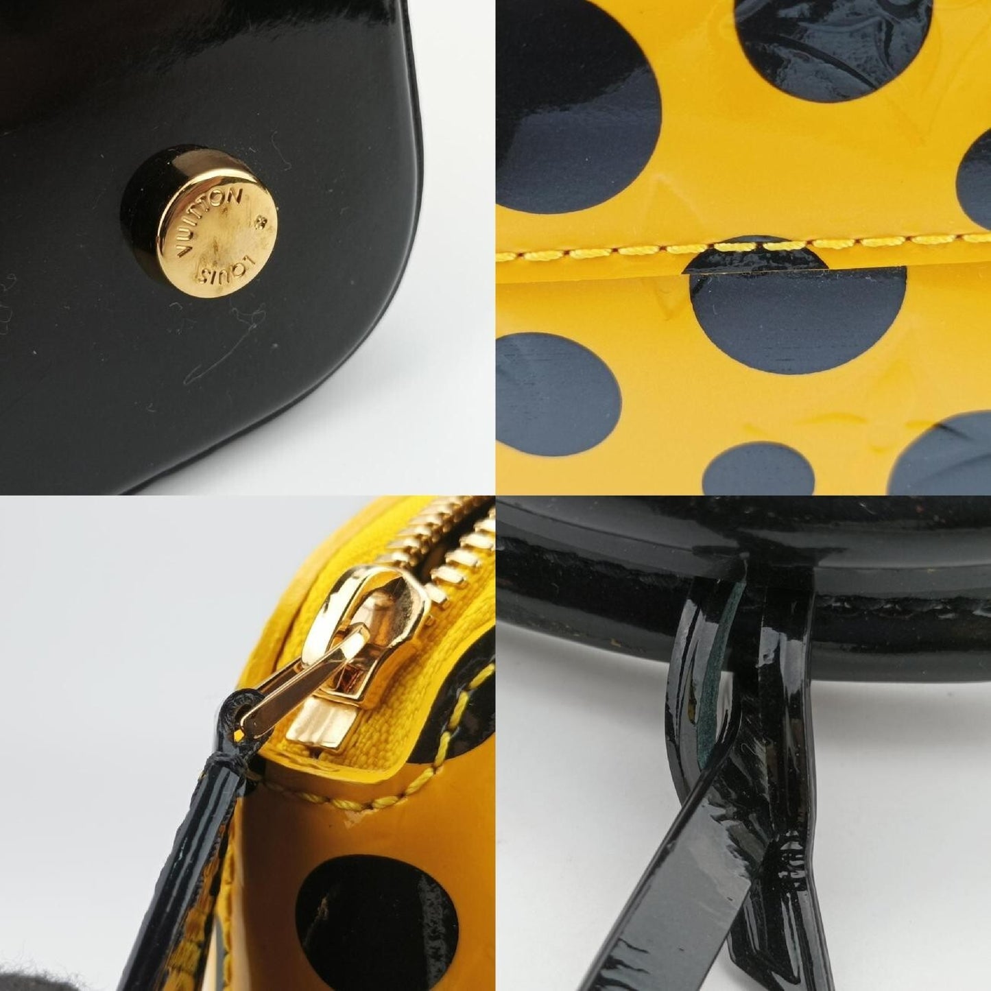 LOUIS VUITTON Dot Infinity Lockit MM Yayoi Kusama Jaune x Black Vernis M91398FL2122 Handbag