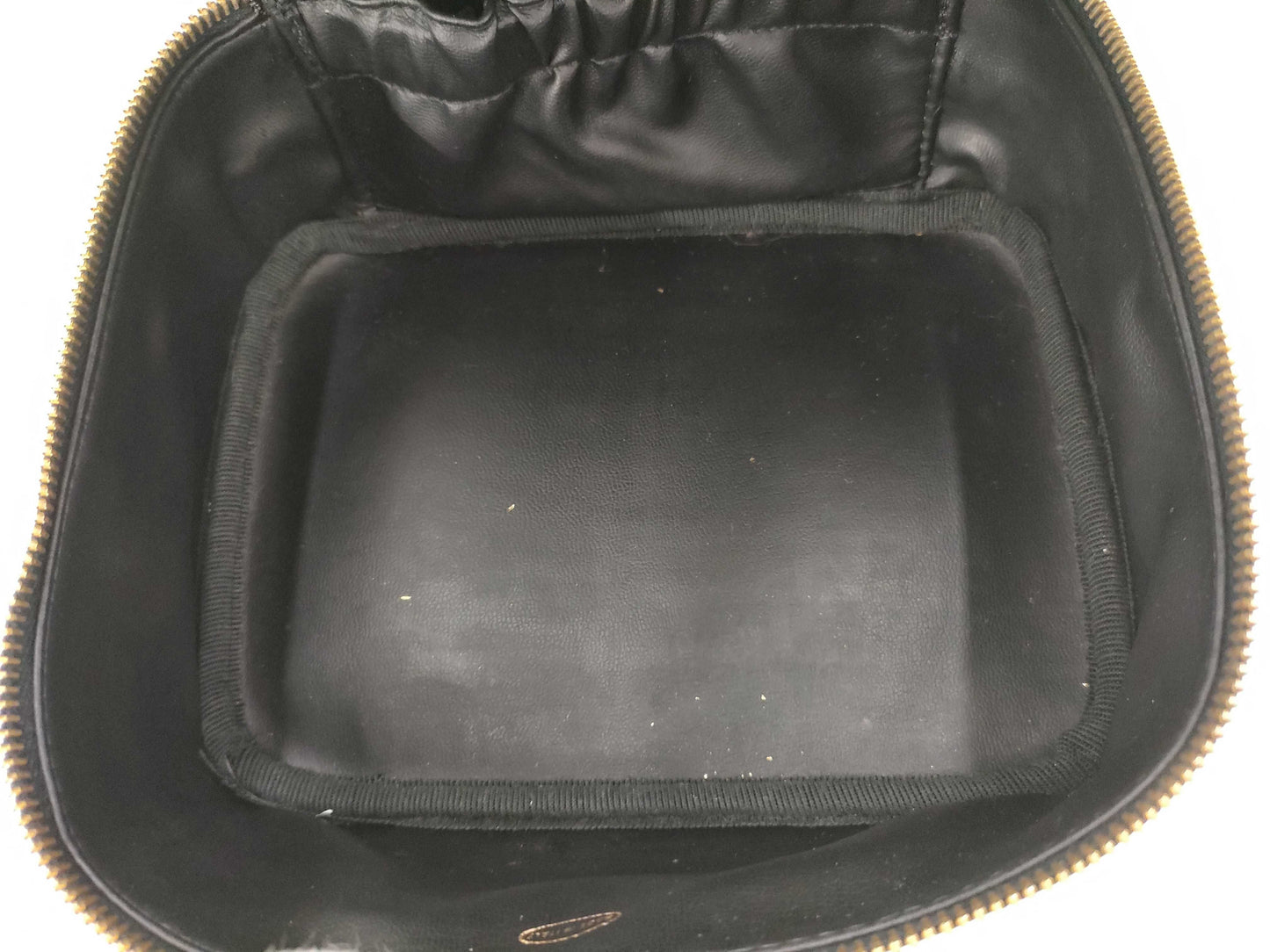 CHANEL Bicolor Coco Mark Lambskin Leather Vanity Bag in Black with Gold Hardware