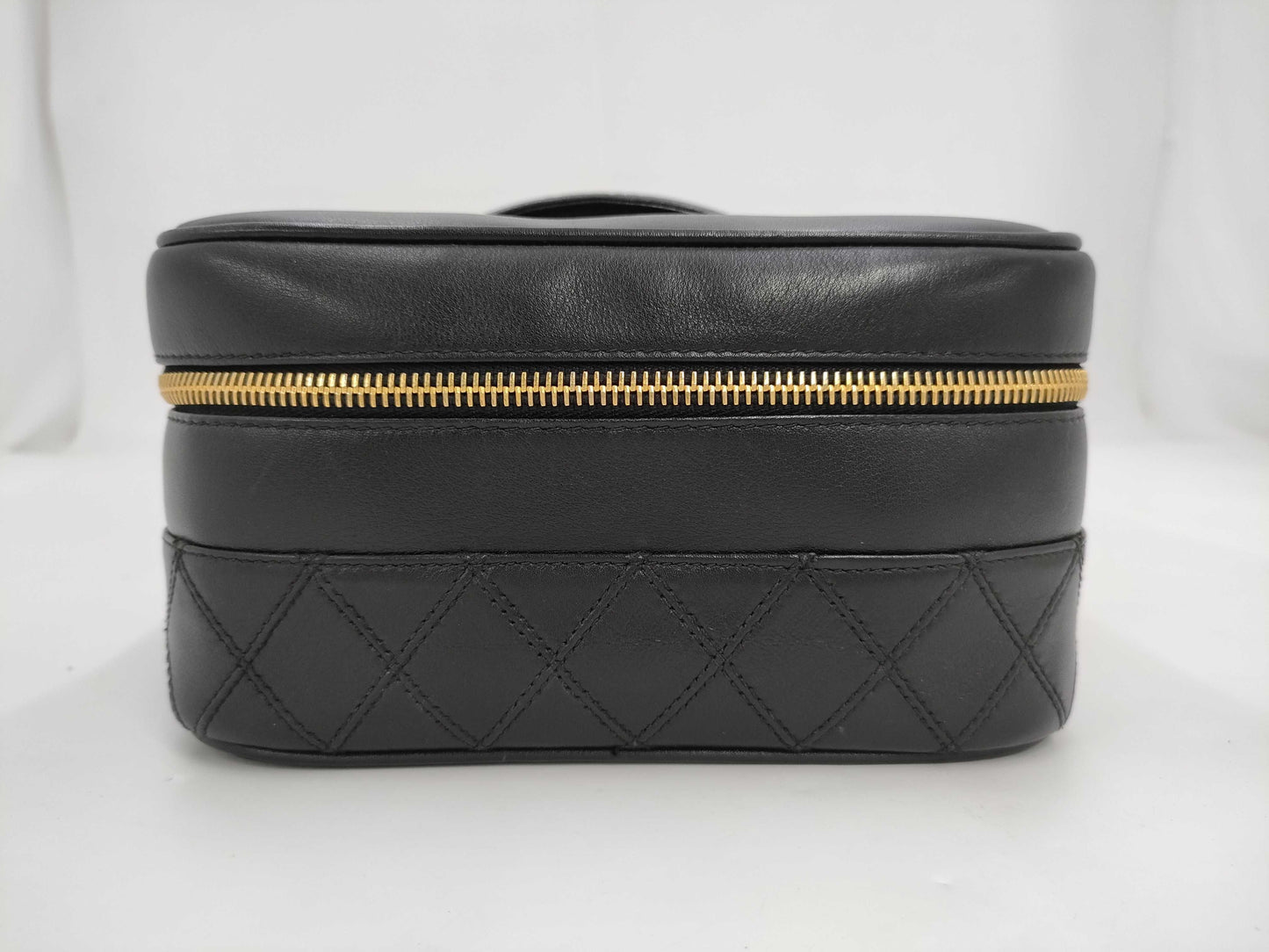 CHANEL Bicolor Coco Mark Lambskin Leather Vanity Bag in Black with Gold Hardware