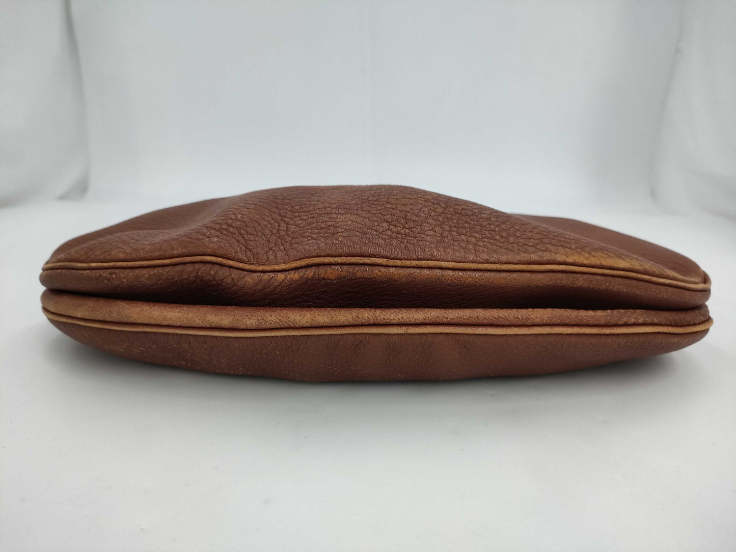 HERMES Gao Gold Chevre Leather Brown □E 2001 Shoulder Bag Tote Bag