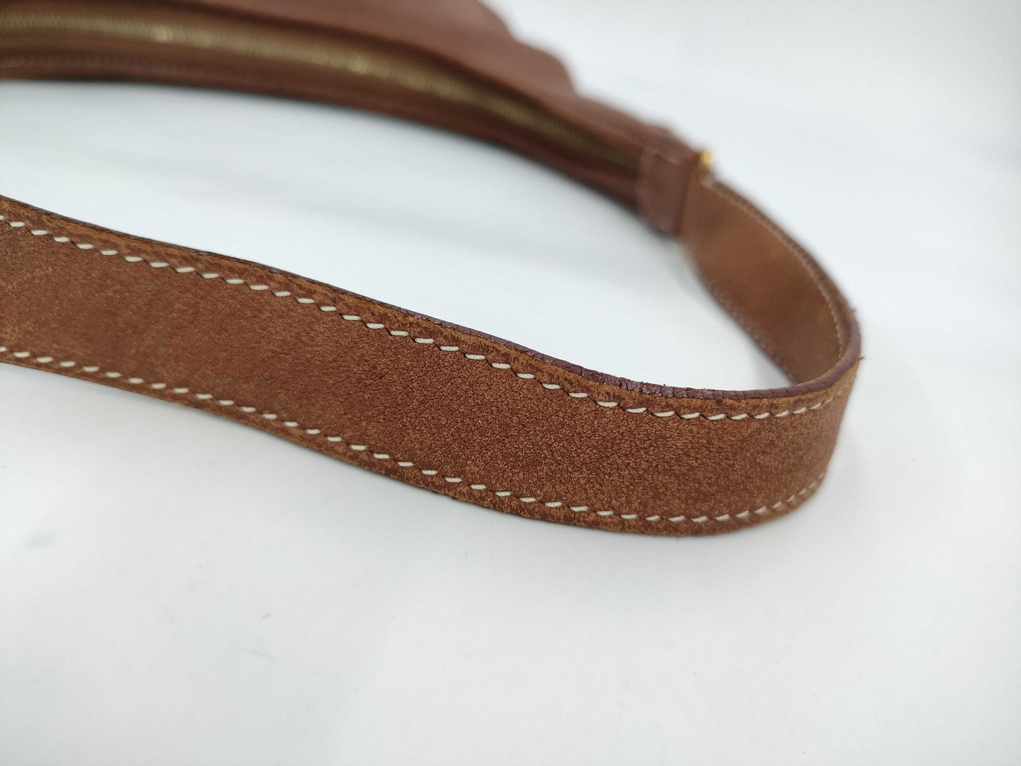 HERMES Gao Gold Chevre Leather Brown □E 2001 Shoulder Bag Tote Bag