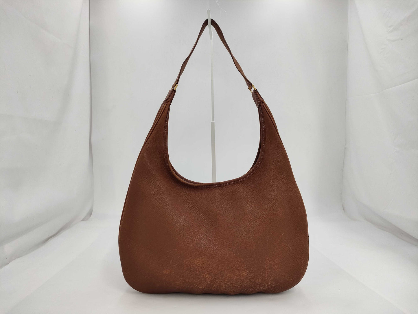 HERMES Gao Gold Chevre Leather Brown □E 2001 Shoulder Bag Tote Bag