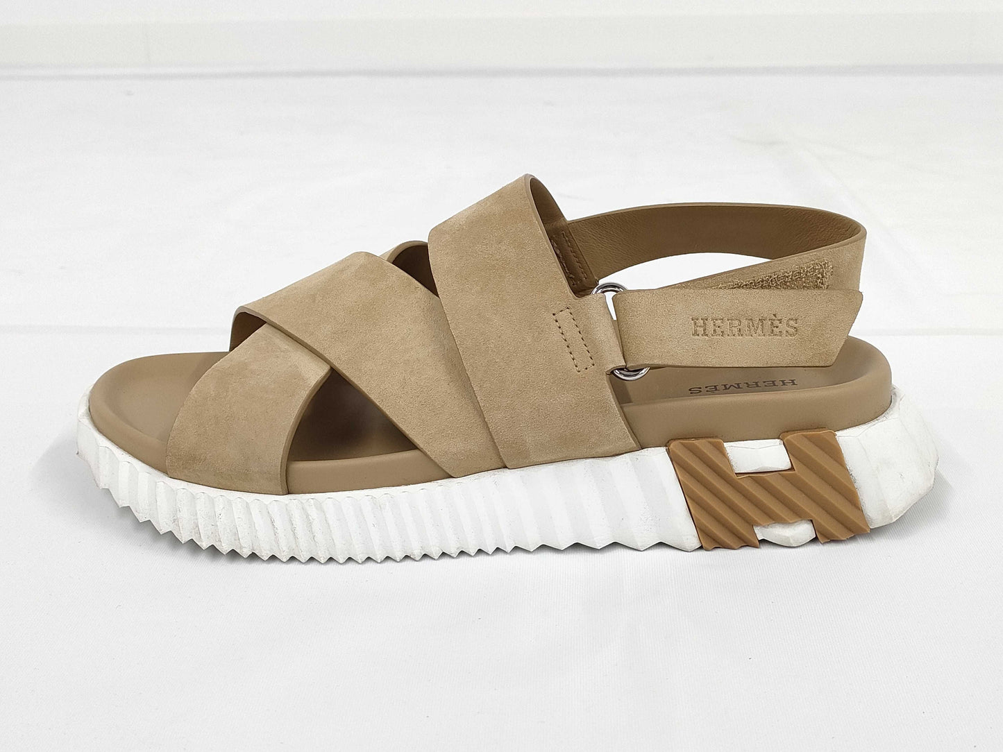 HERMES Electric Sandals with H Logo, Leather, Men's Size 40