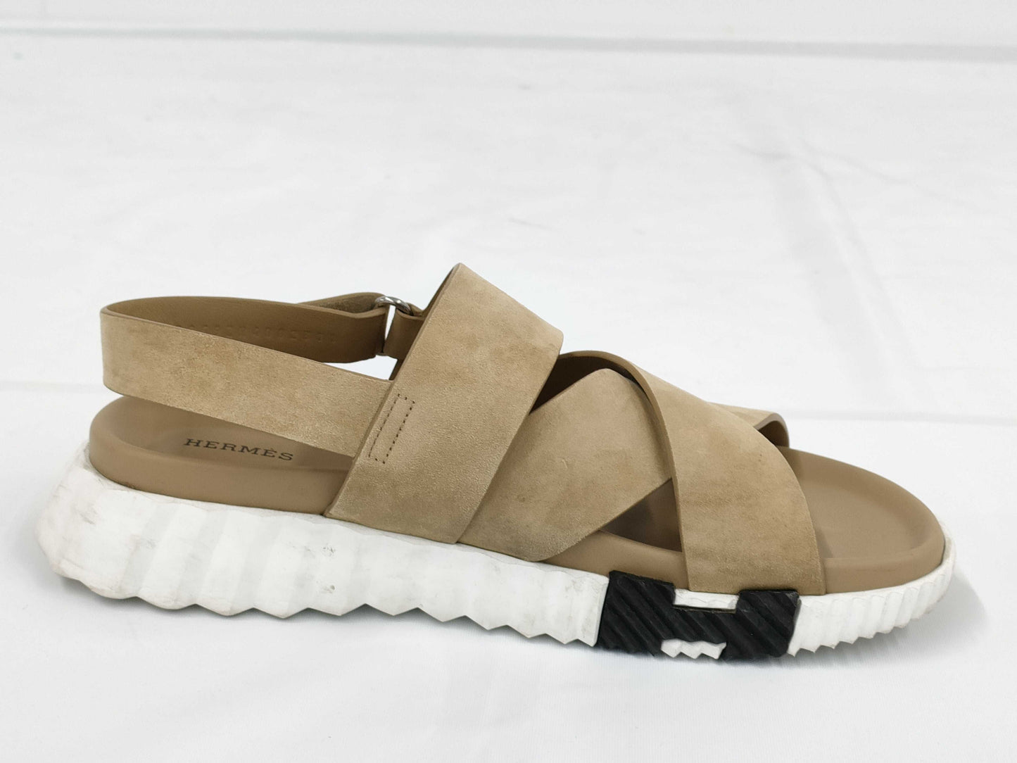 HERMES Electric Sandals with H Logo, Leather, Men's Size 40