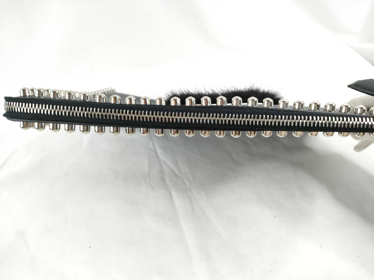 FENDI Carlito Clutch Bag Leather Studs Black 8M0370 Clutch Bag