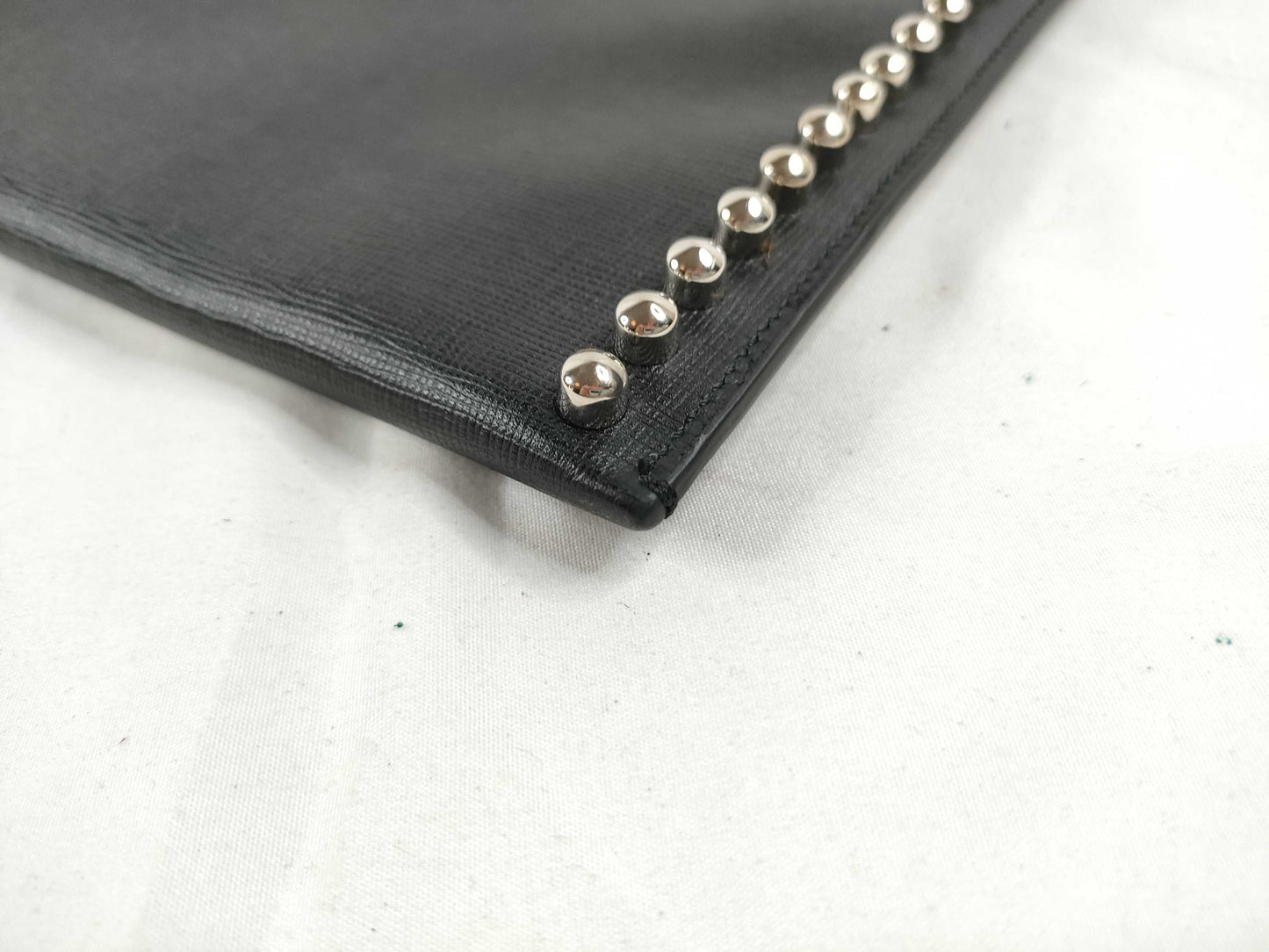 FENDI Carlito Clutch Bag Leather Studs Black 8M0370 Clutch Bag