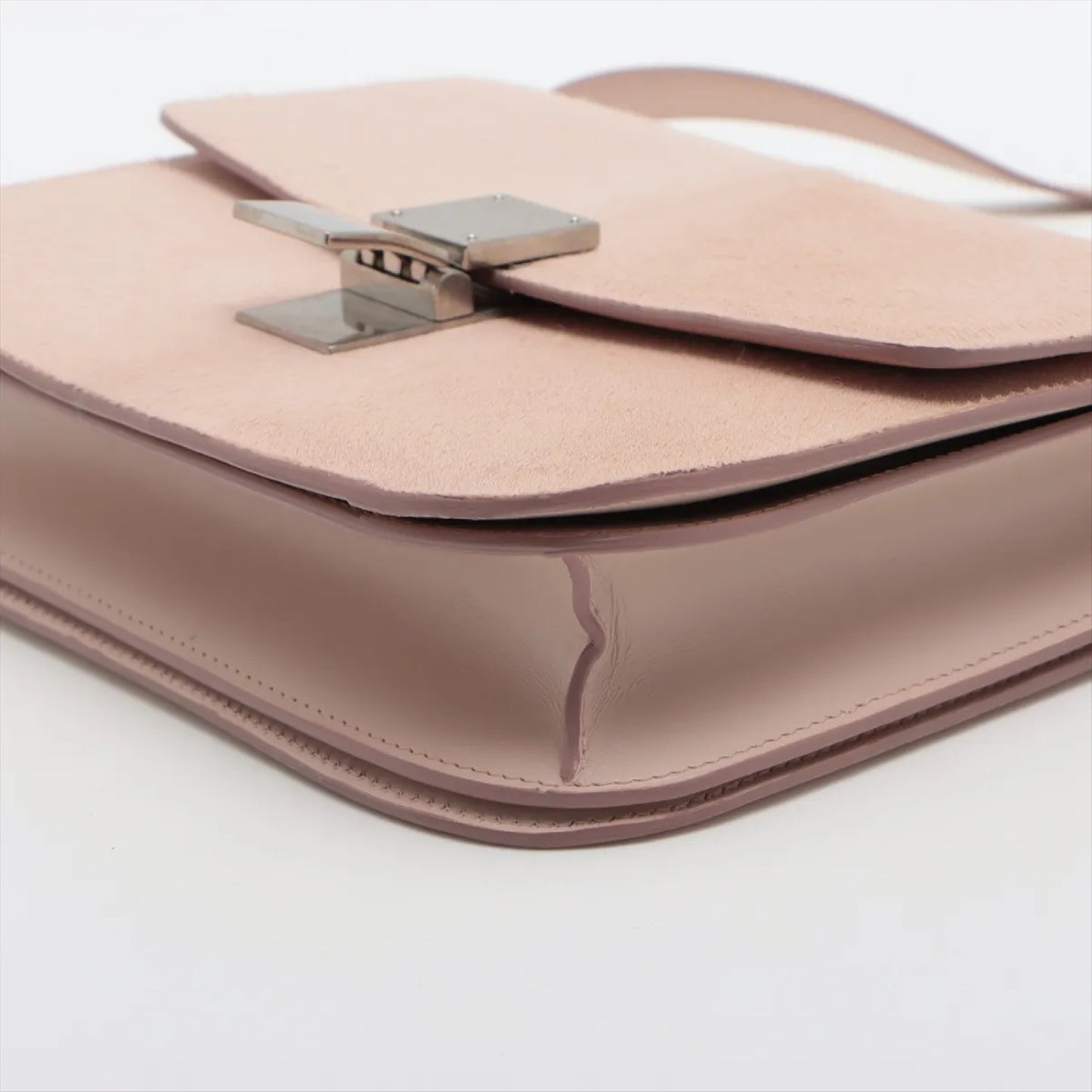 CELINE Classic Box Leather and Harako Shoulder Bag Pink