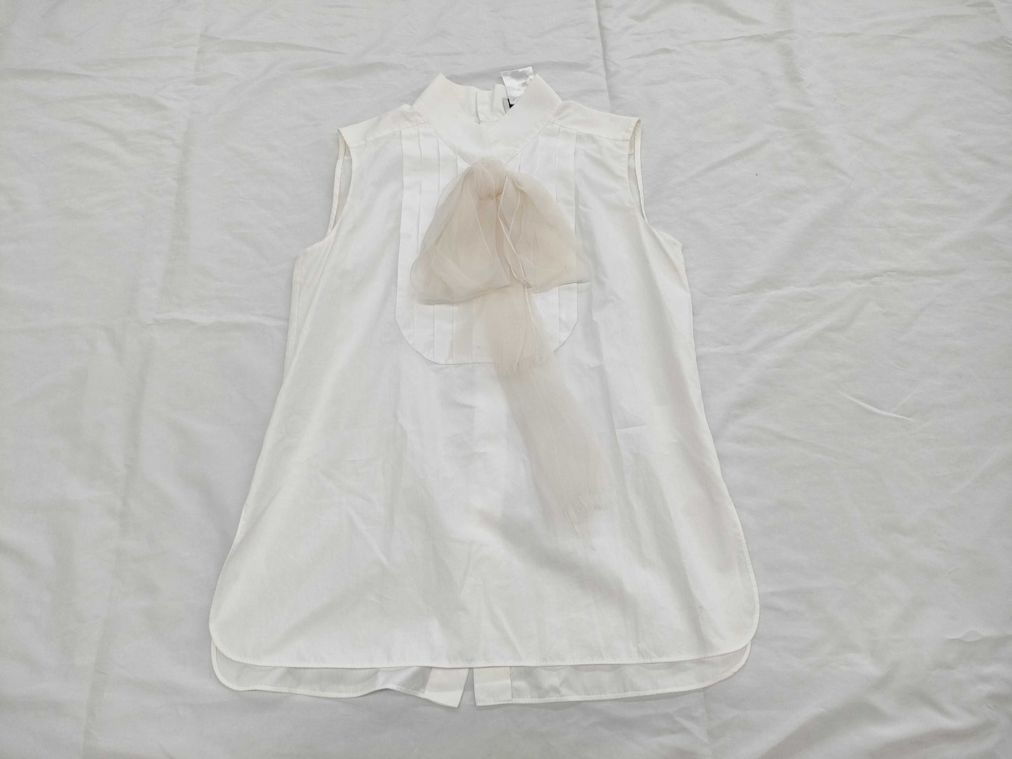 CHANEL Sleeveless Blouse with Back Ribbon, Size 34, Tops