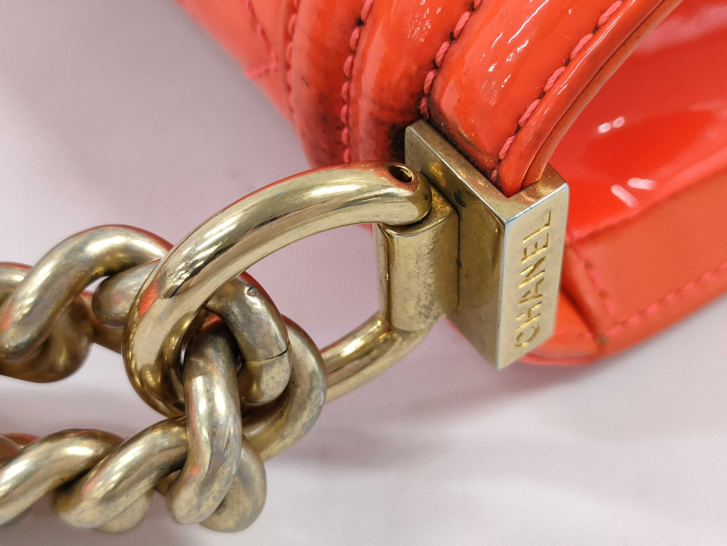 CHANEL Enamel Chanel Boy Chanel Patent Shoulder Bag