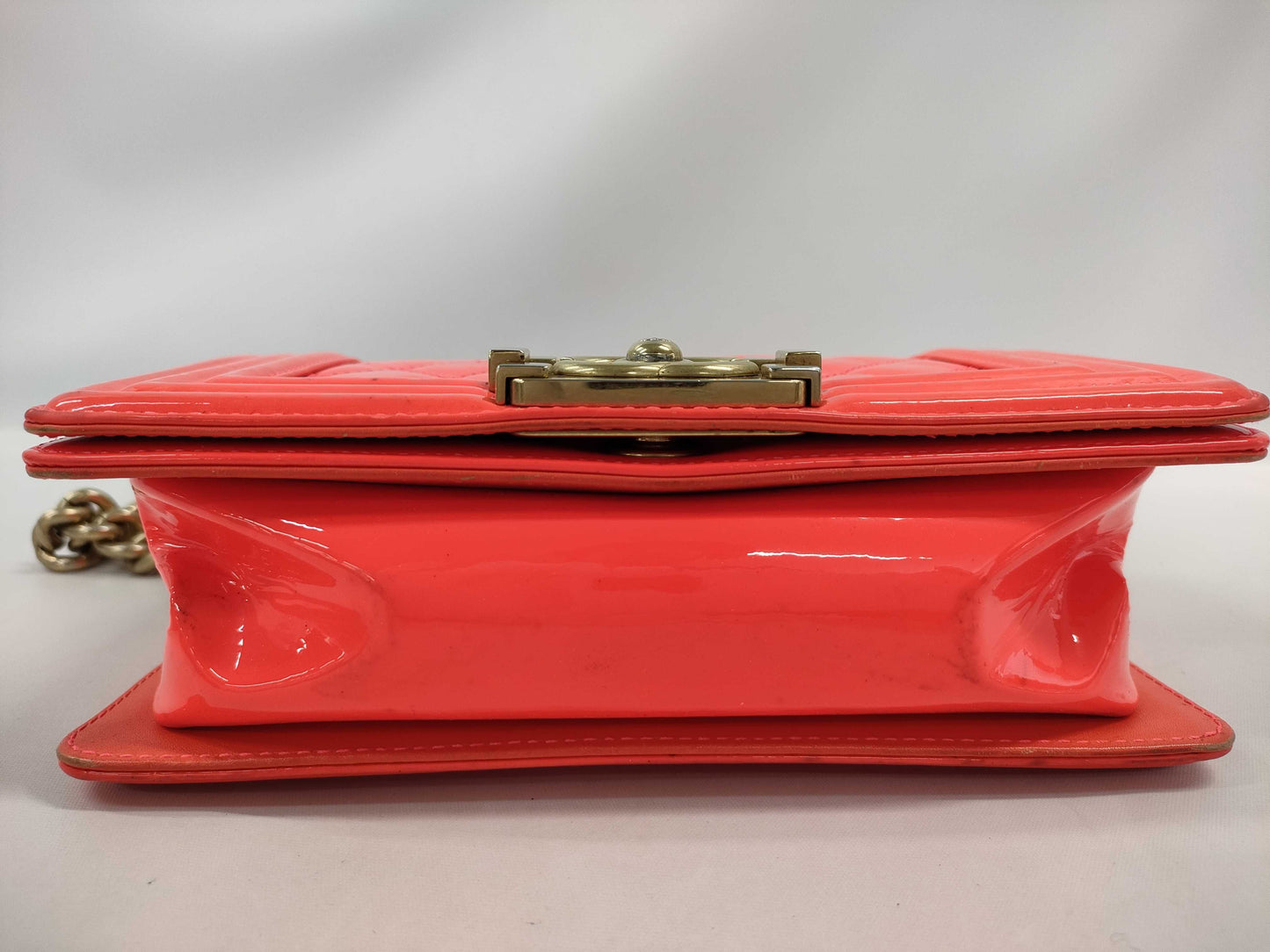 CHANEL Enamel Chanel Boy Chanel Patent Shoulder Bag