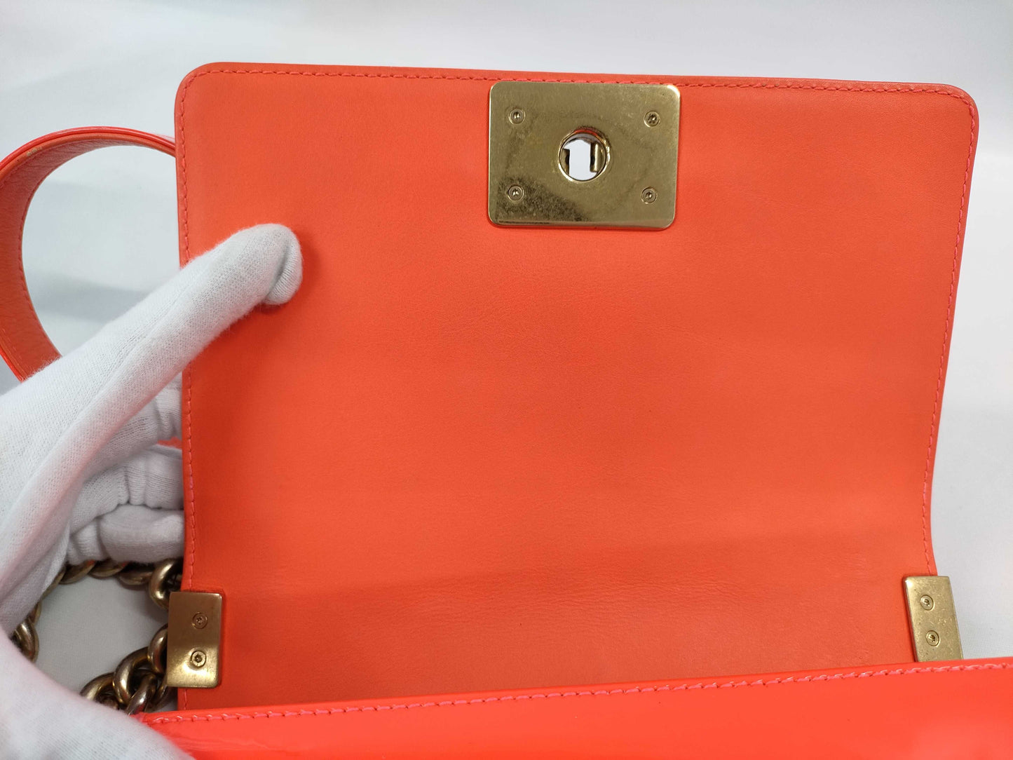 CHANEL Enamel Chanel Boy Chanel Patent Shoulder Bag