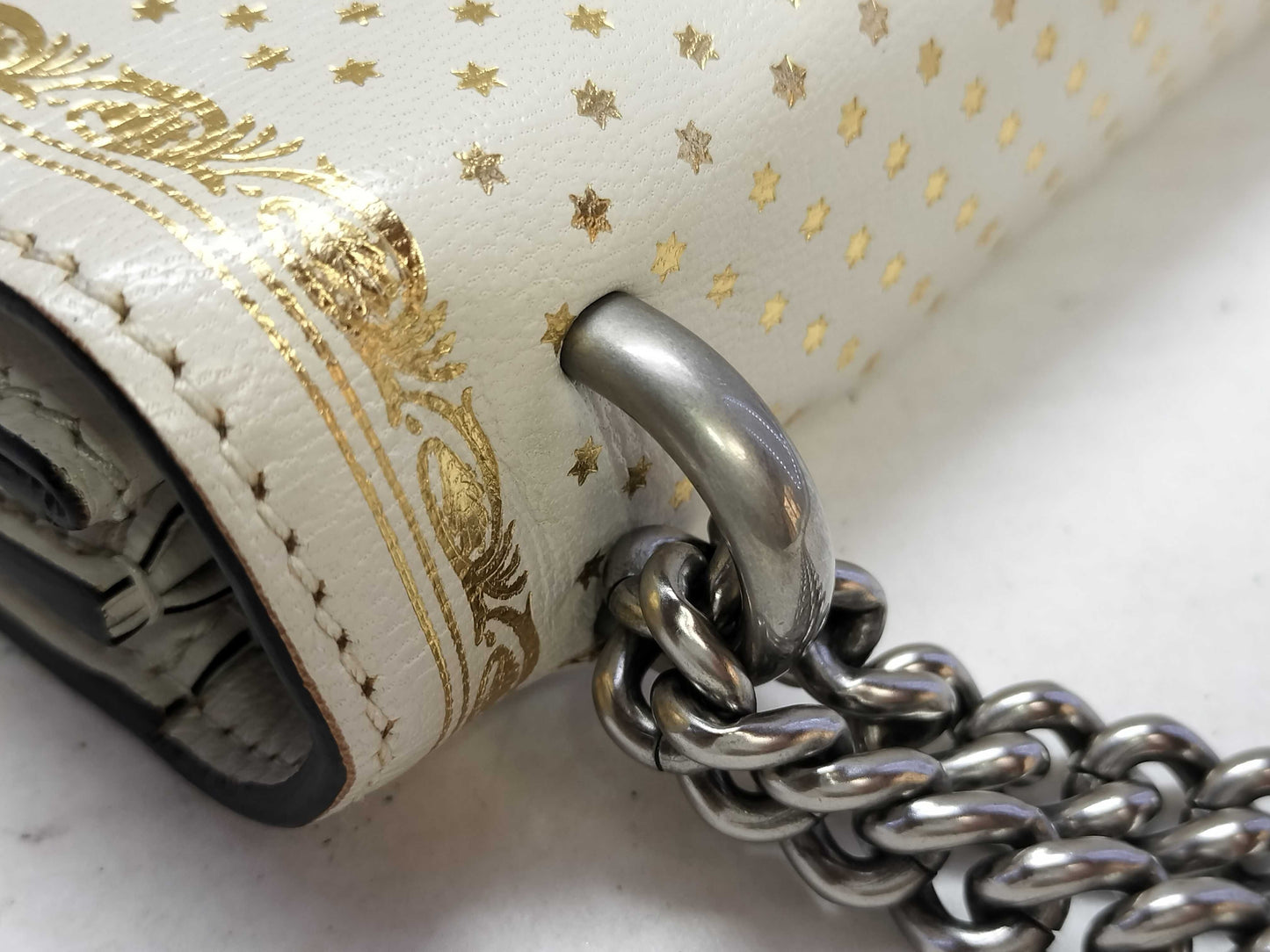 GUCCI GUCCI Sega Collaboration Dionysus Star White x Gold Leather Shoulder Bag 400235 B024723870