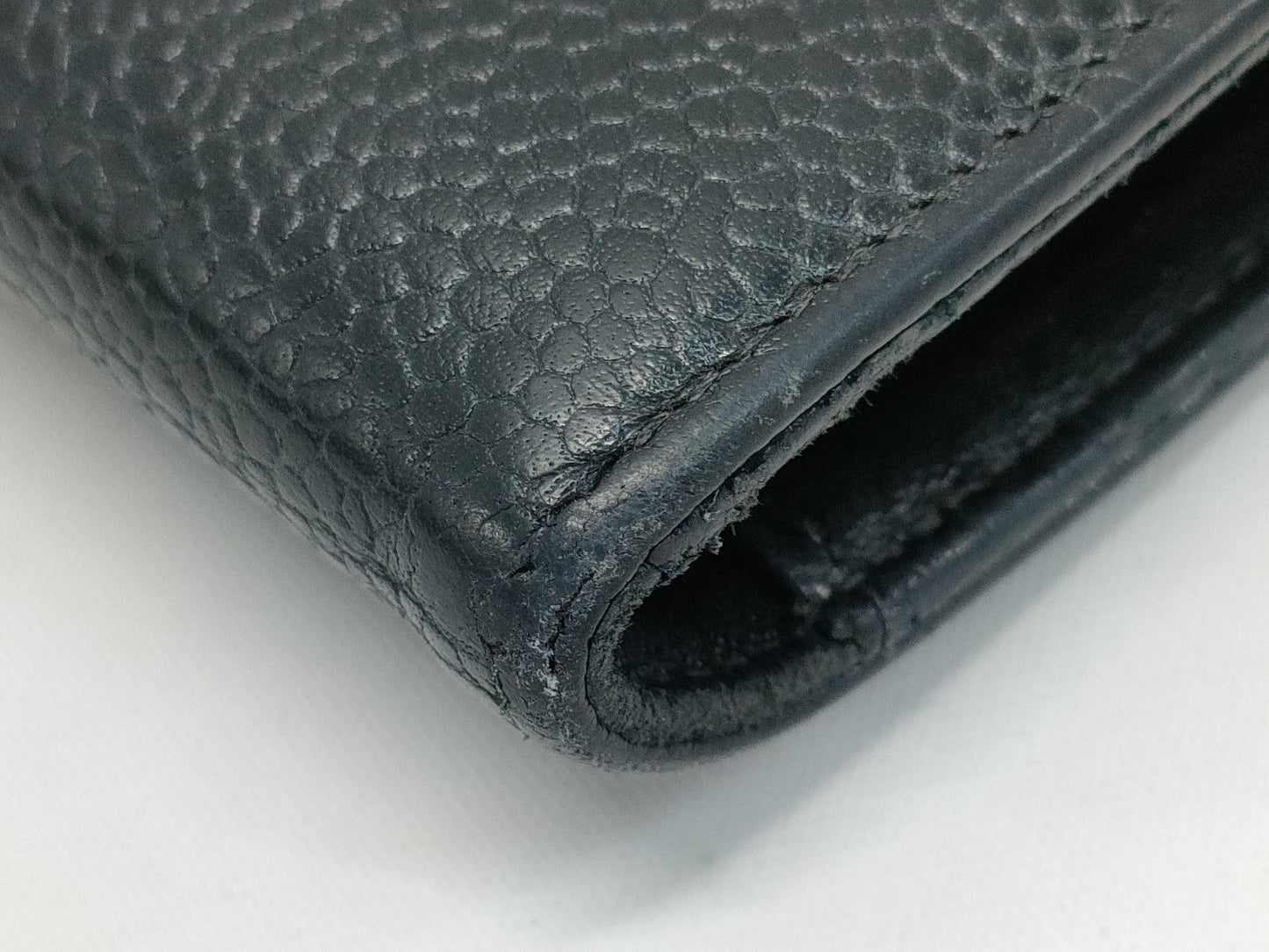CHANEL Caviar Leather Bi-fold Wallet with Hook and Snap Closure, Black