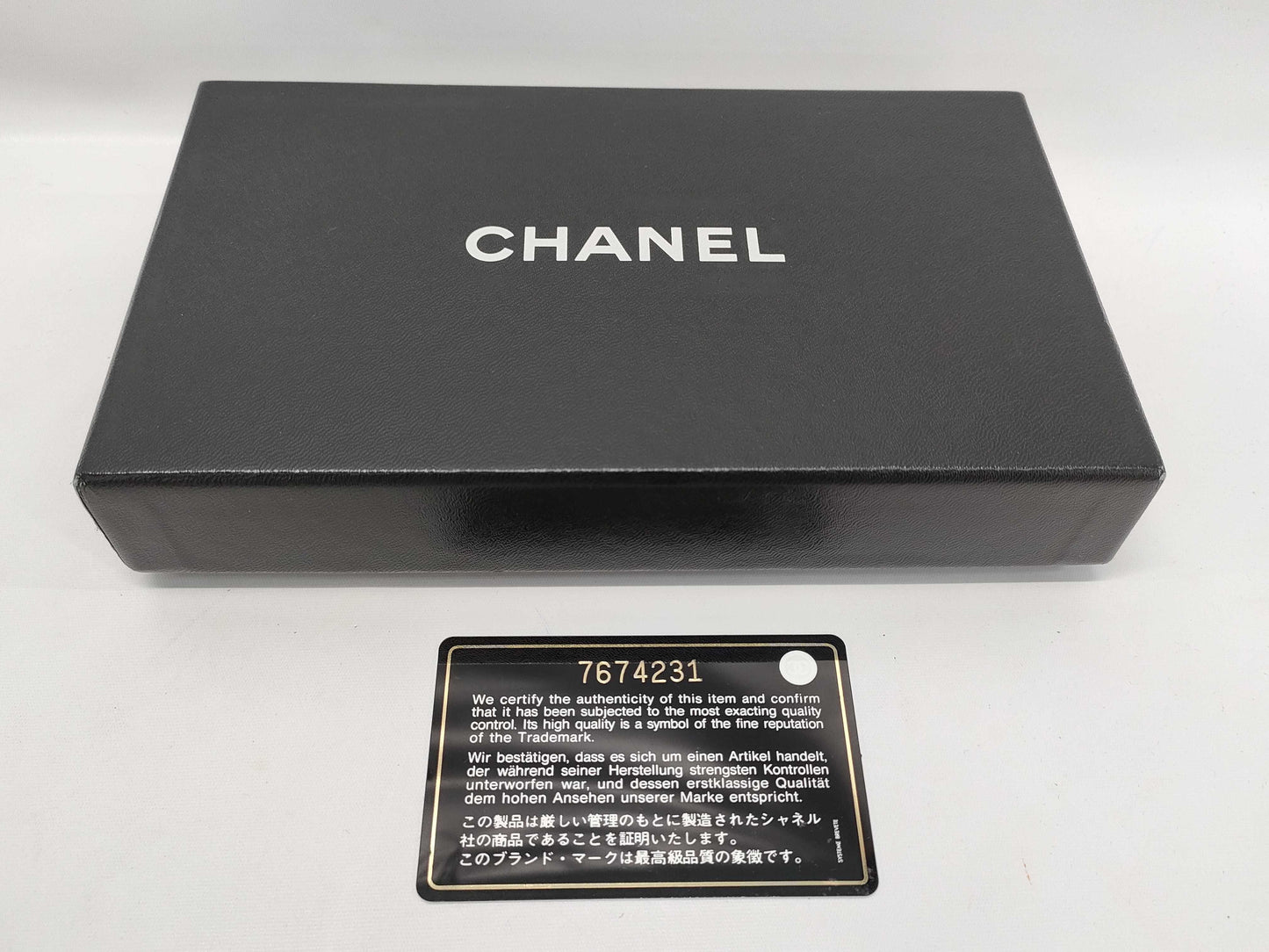 CHANEL Caviar Leather Bi-fold Wallet with Hook and Snap Closure, Black