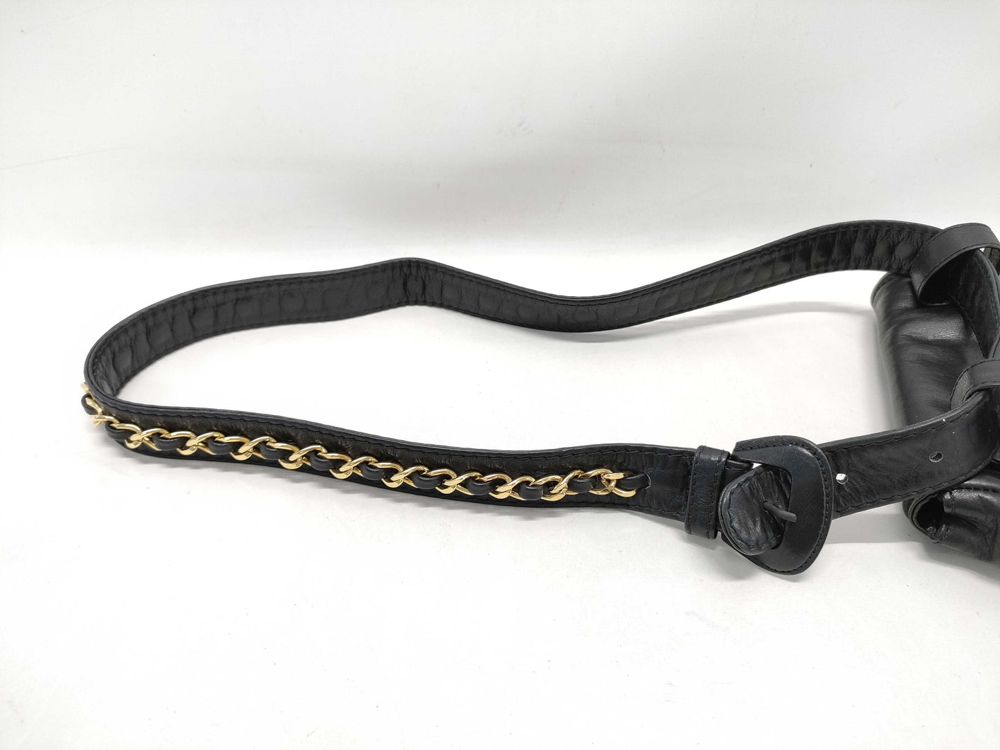CHANEL Coco Mark Lambskin Waist Pouch in Black with Gold Hardware