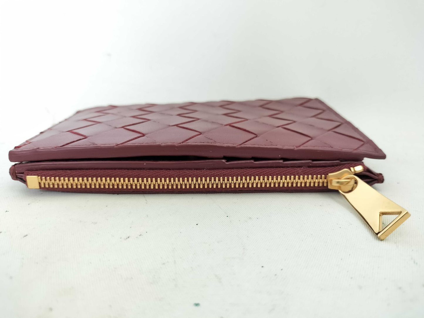 BOTTEGA VENETA 749940VCPP22247 Bi-fold Wallet, Barolo Bordeaux Leather, Gold, 2025 Current Model