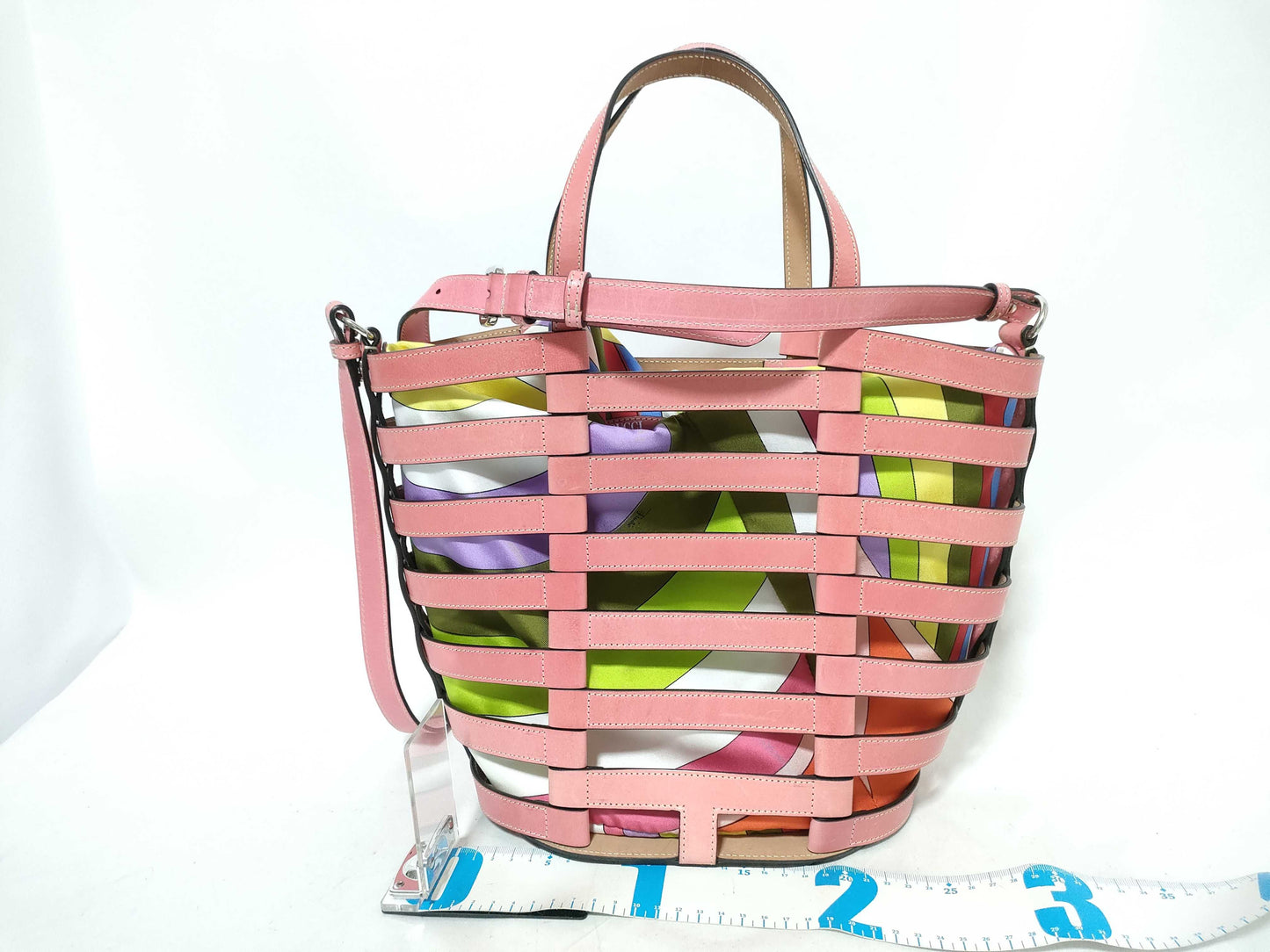 EMILIO PUCCI Leather and Silk 2-Way Handbag Pink