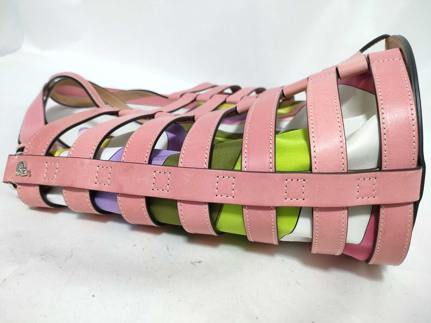 EMILIO PUCCI Leather and Silk 2-Way Handbag Pink