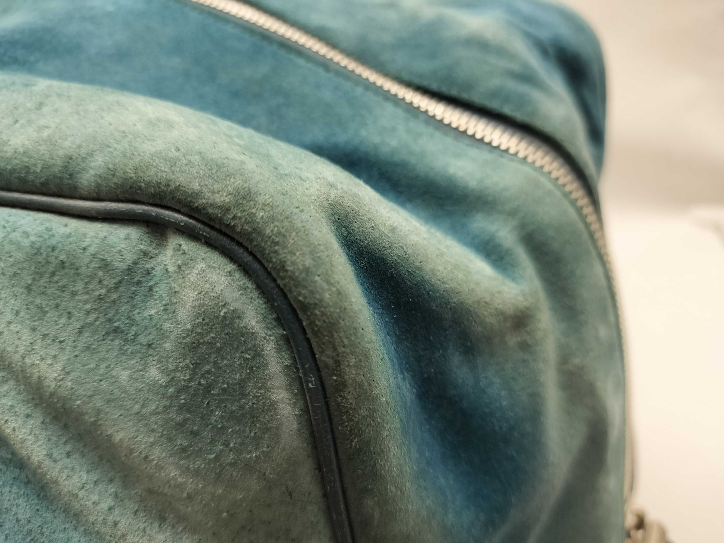 BALLY Suede Tote Bag, Turquoise Blue, Boston Bag
