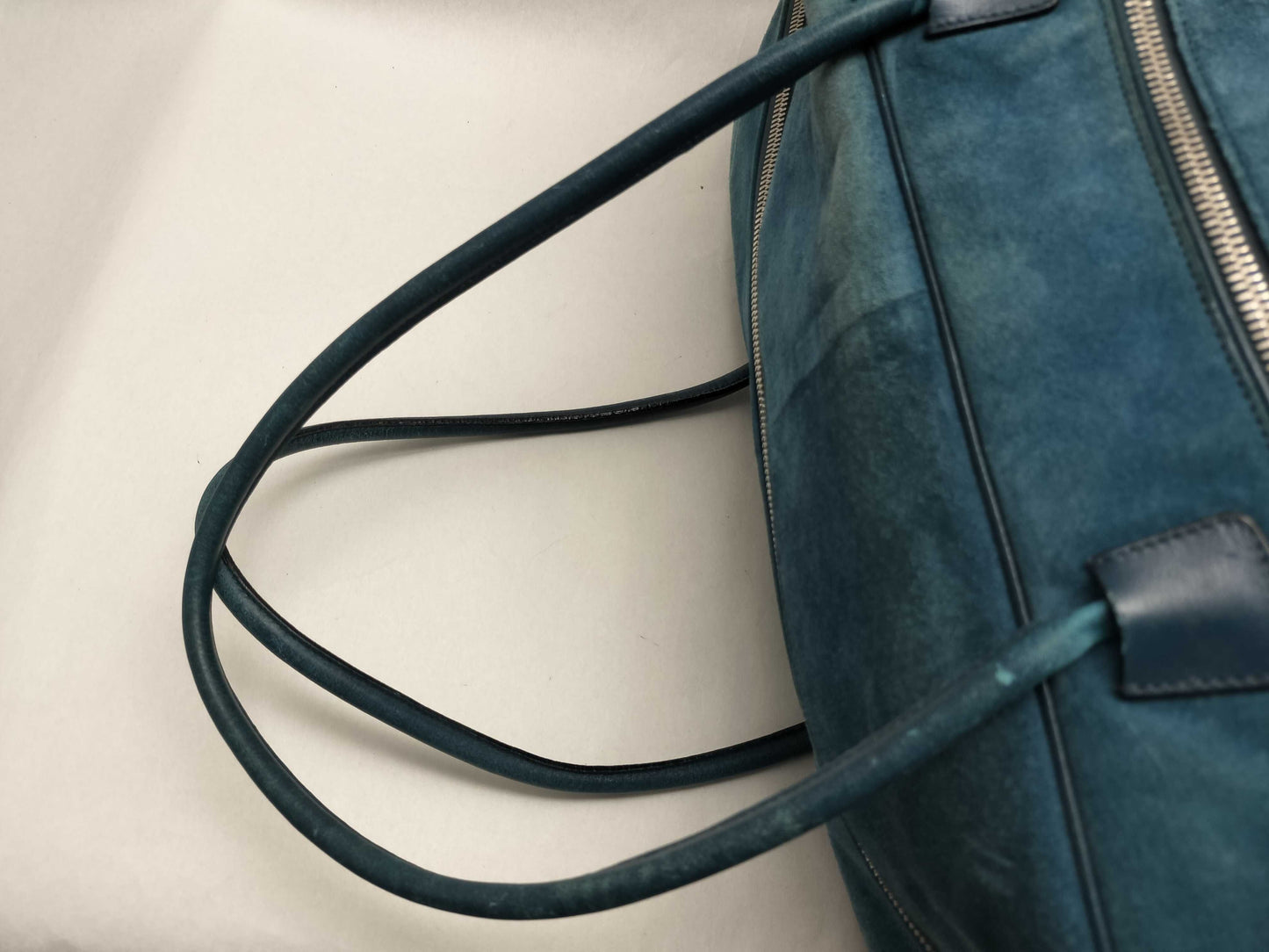 BALLY Suede Tote Bag, Turquoise Blue, Boston Bag