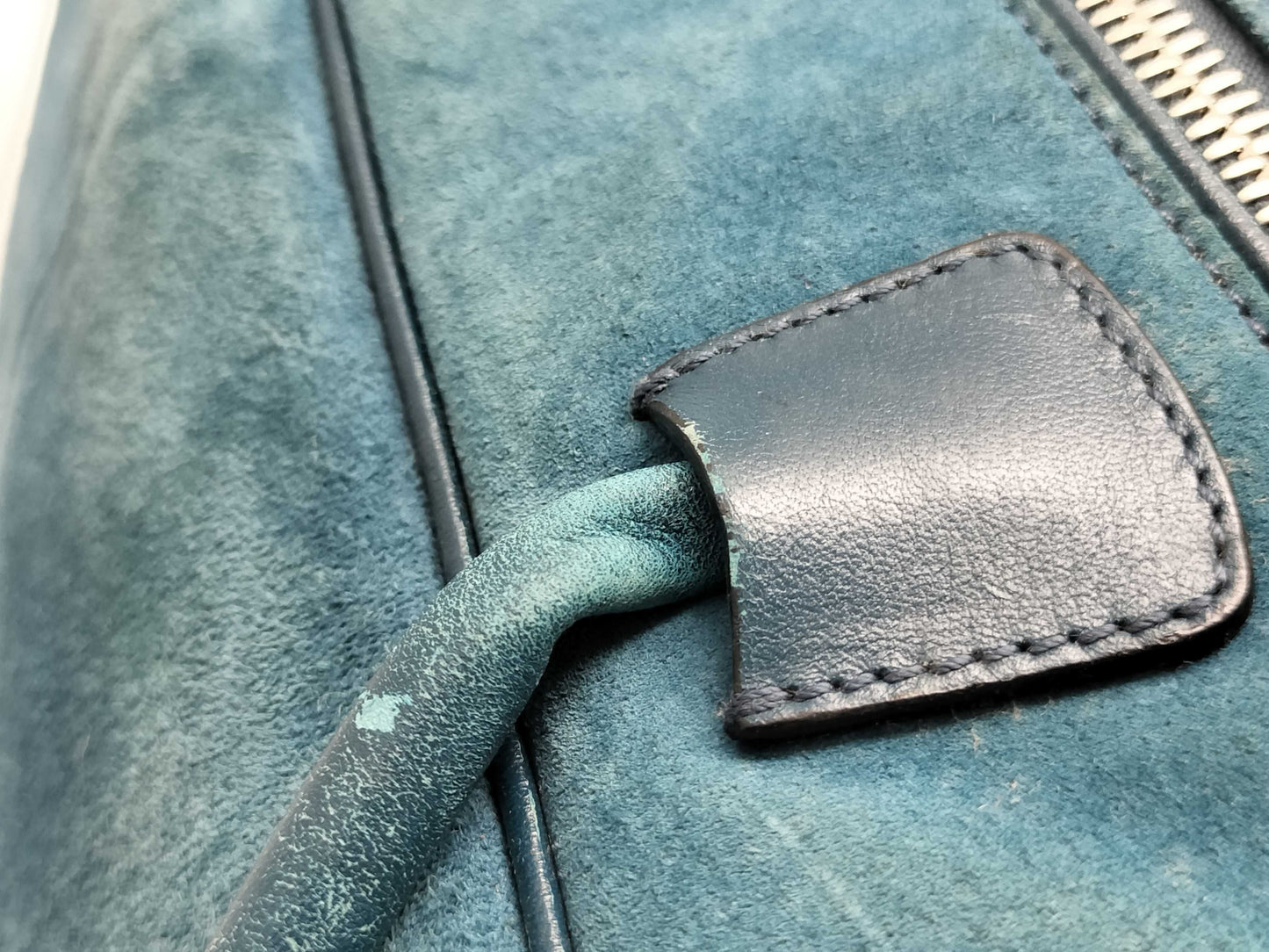BALLY Suede Tote Bag, Turquoise Blue, Boston Bag