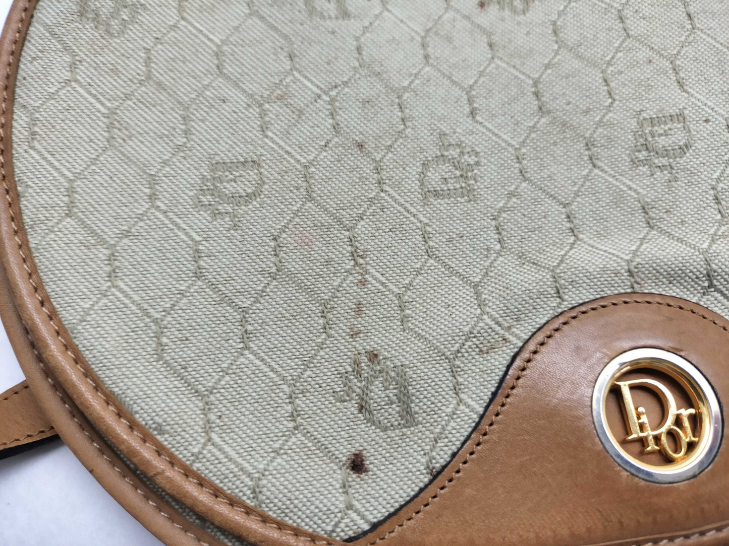 Dior Christian Dior Canvas Shoulder Bag Gray x Camel Shoulder Bag