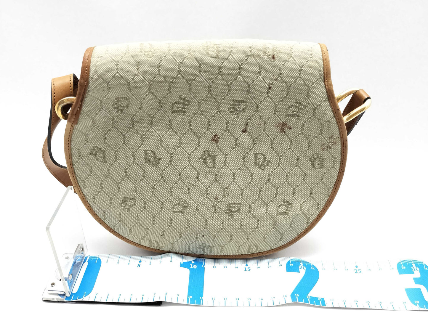 Dior Christian Dior Canvas Shoulder Bag Gray x Camel Shoulder Bag