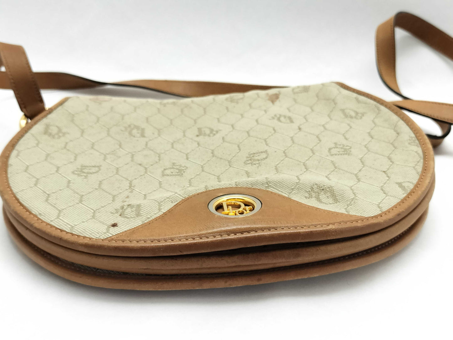 Dior Christian Dior Canvas Shoulder Bag Gray x Camel Shoulder Bag