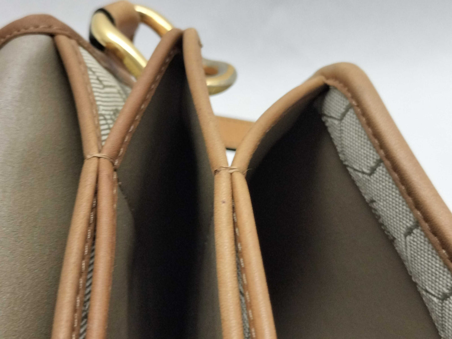 Dior Christian Dior Canvas Shoulder Bag Gray x Camel Shoulder Bag