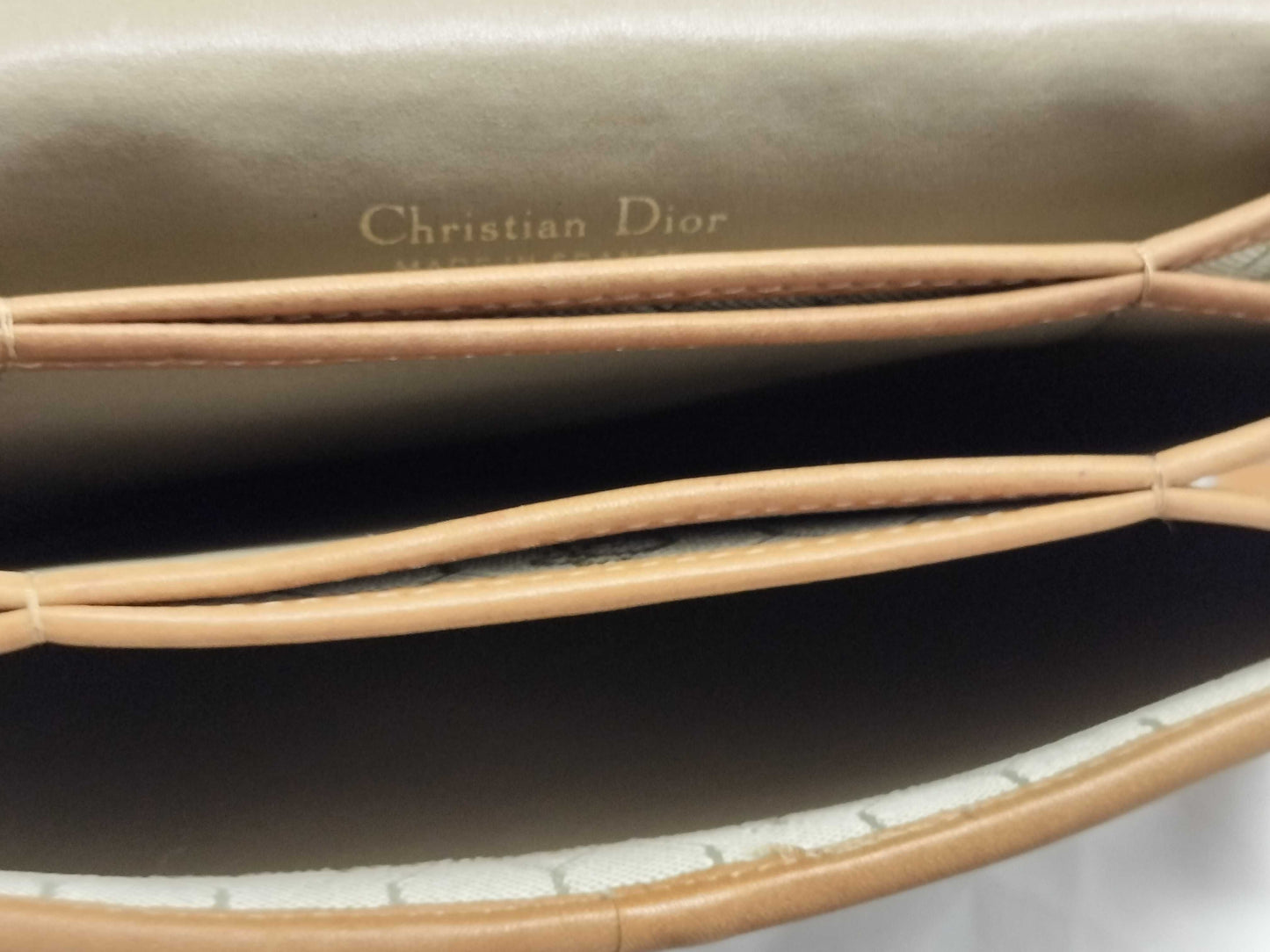 Dior Christian Dior Canvas Shoulder Bag Gray x Camel Shoulder Bag