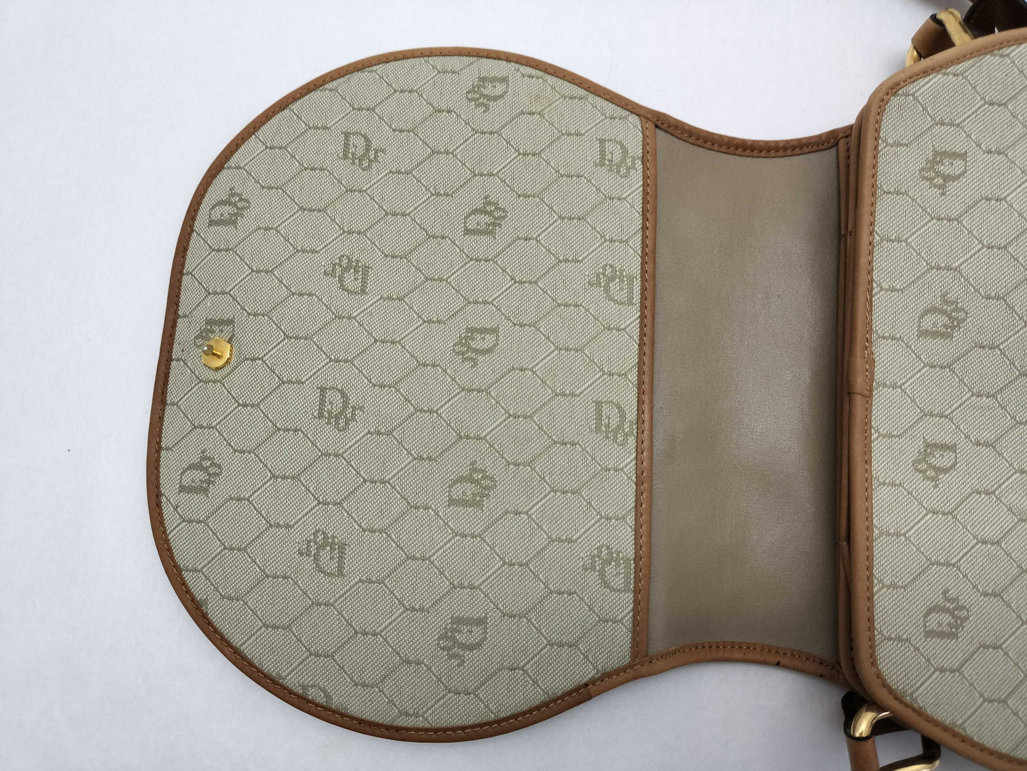 Dior Christian Dior Canvas Shoulder Bag Gray x Camel Shoulder Bag