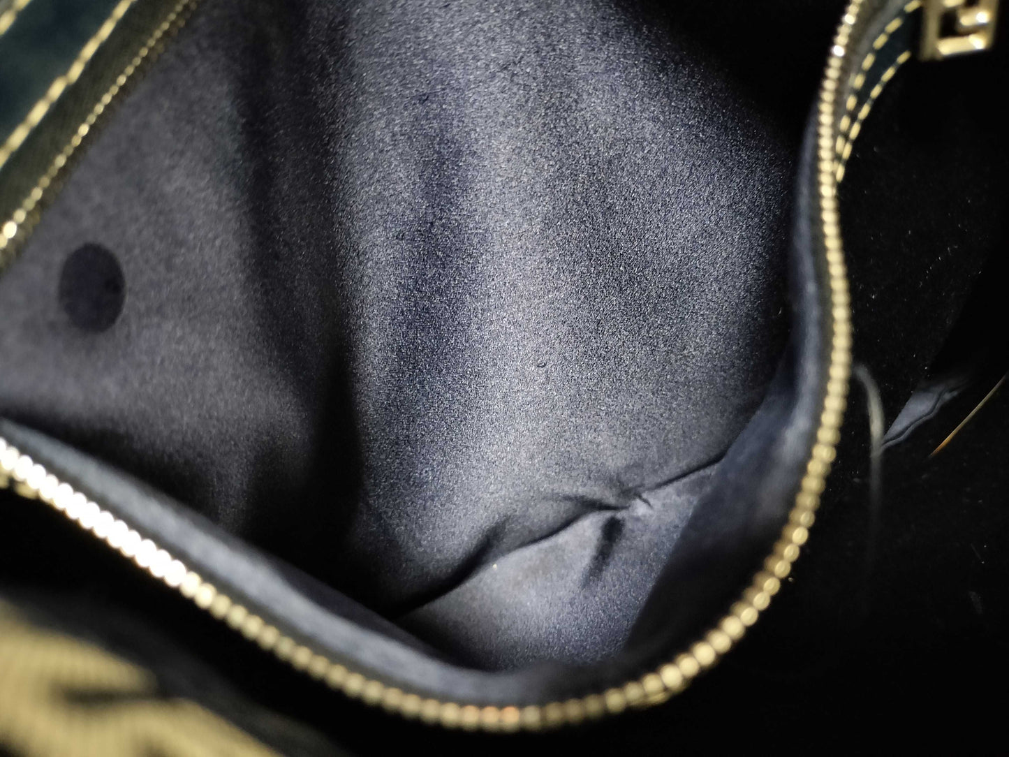 FENDI Zucchino Canvas and Leather One-Shoulder Bag Beige and Navy