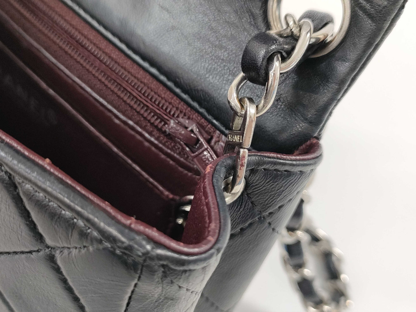CHANEL Mini Matelasse Chain Shoulder Bag with Silver Hardware and Lambskin in Black