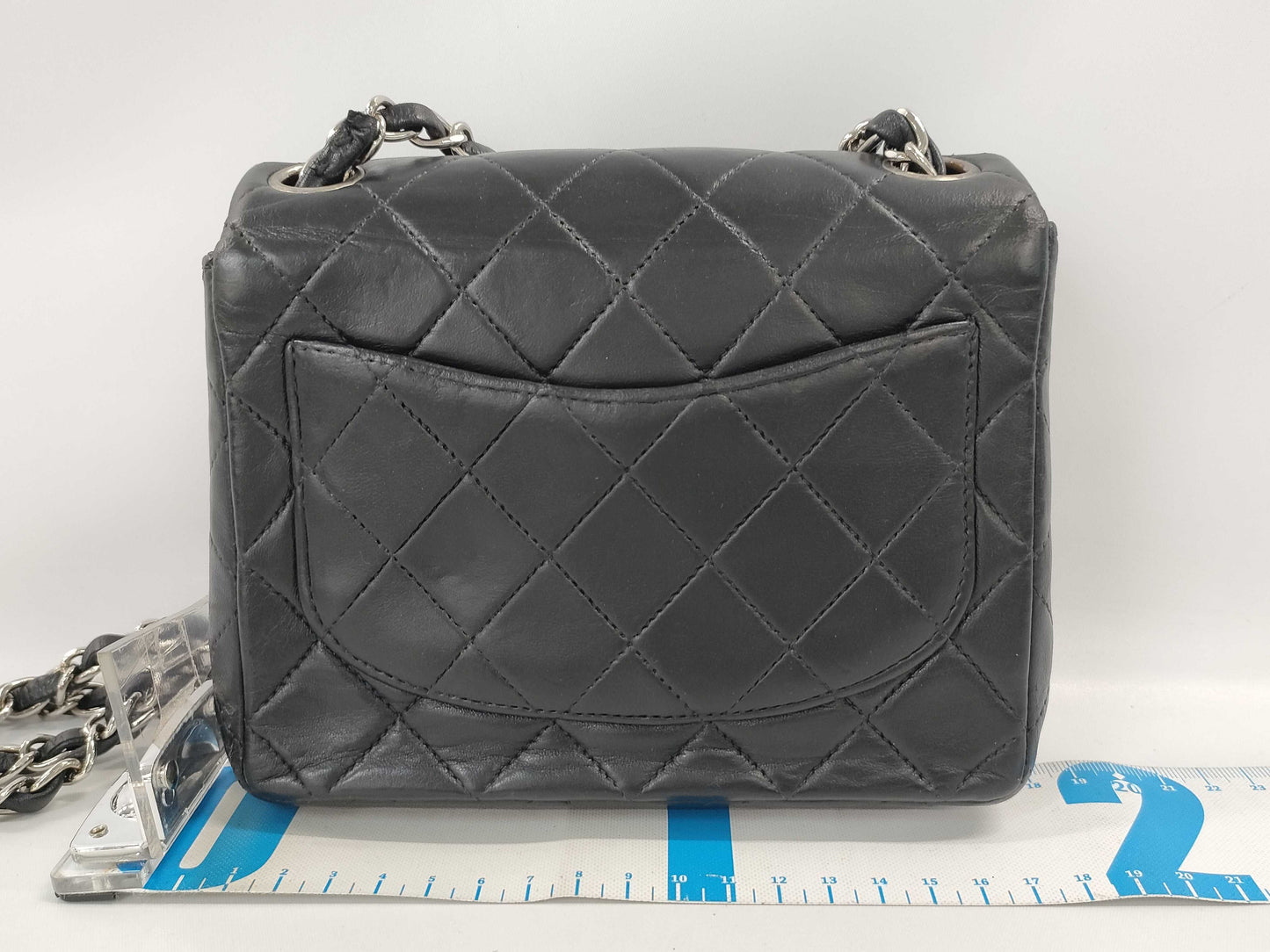 CHANEL Mini Matelasse Chain Shoulder Bag with Silver Hardware and Lambskin in Black