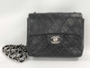 CHANEL Mini Matelasse Chain Shoulder Bag with Silver Hardware and Lambskin in Black