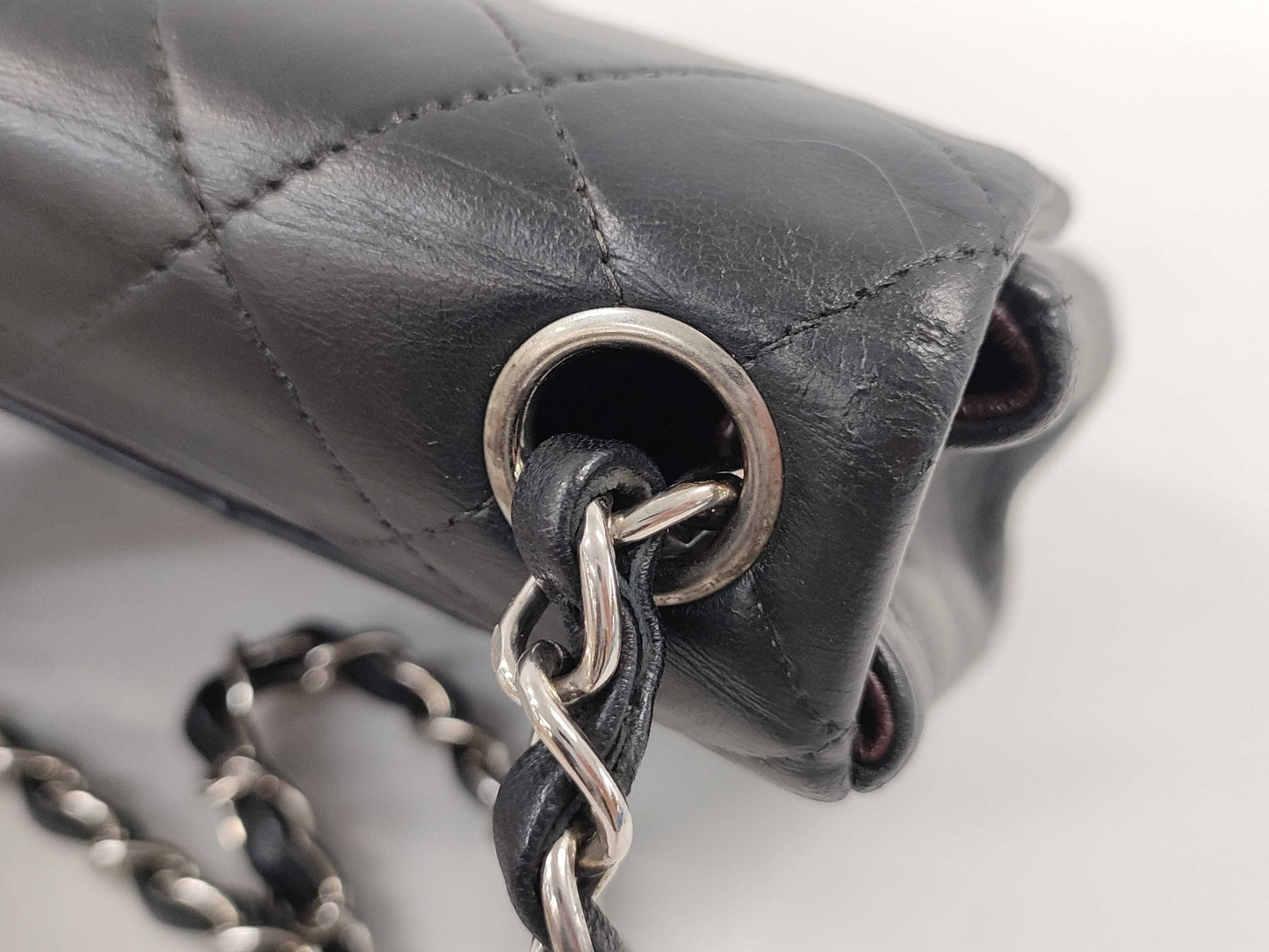 CHANEL Mini Matelasse Chain Shoulder Bag with Silver Hardware and Lambskin in Black