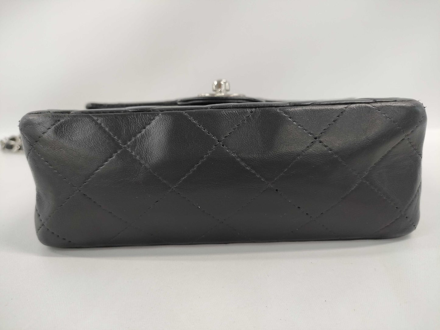 CHANEL Mini Matelasse Chain Shoulder Bag with Silver Hardware and Lambskin in Black