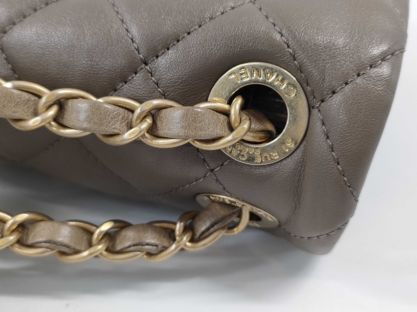 CHANEL Shoulder Bag, GP Hardware, Lambskin, Gray, Shoulder Bag