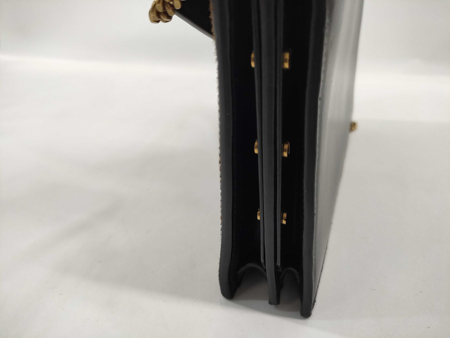 SAINT LAURENT 532750 Cassandra Shoulder Bag in Harako/Leather and Leopard Print/Black