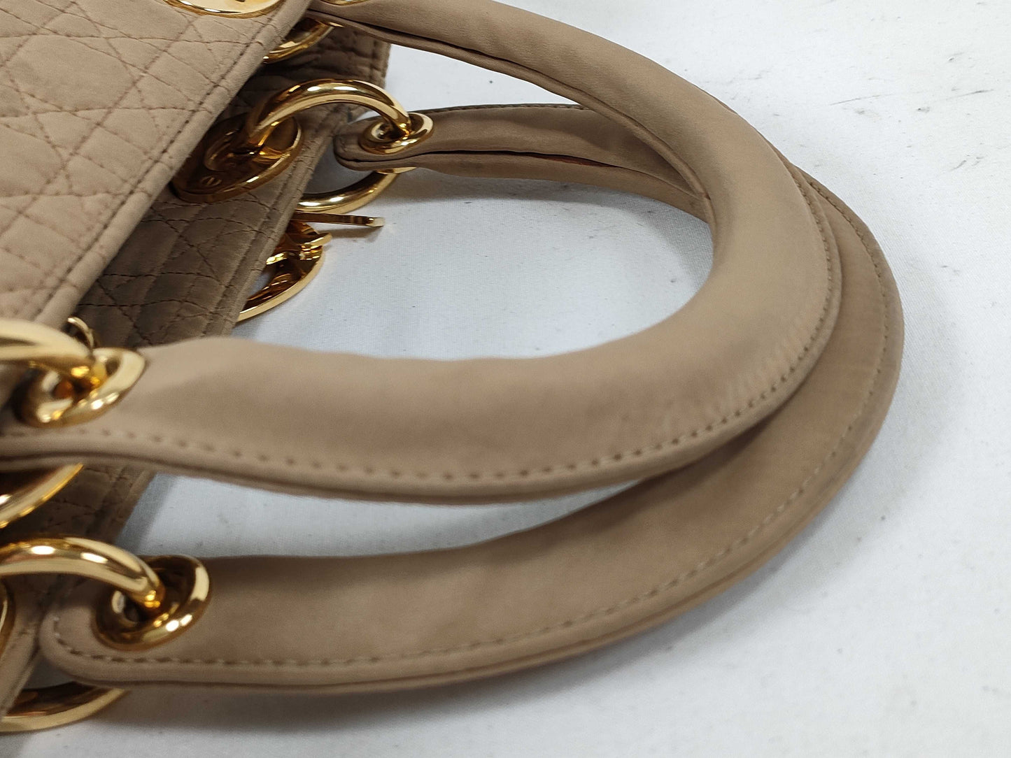 Dior Lady Dior Medium Nylon Beige Handbag