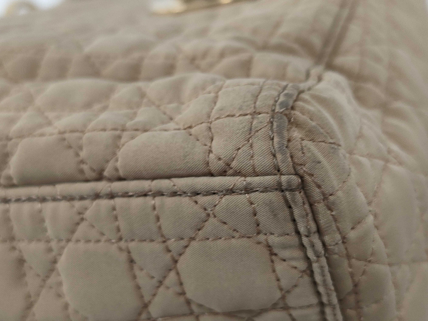 Dior Lady Dior Medium Nylon Beige Handbag