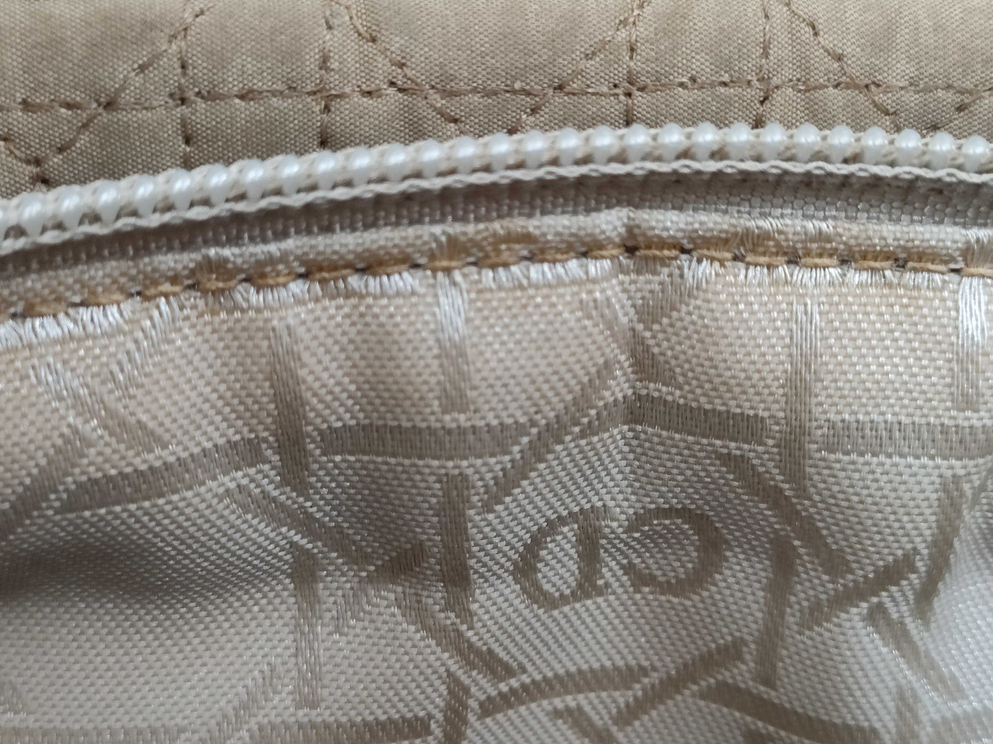 Dior Lady Dior Medium Nylon Beige Handbag