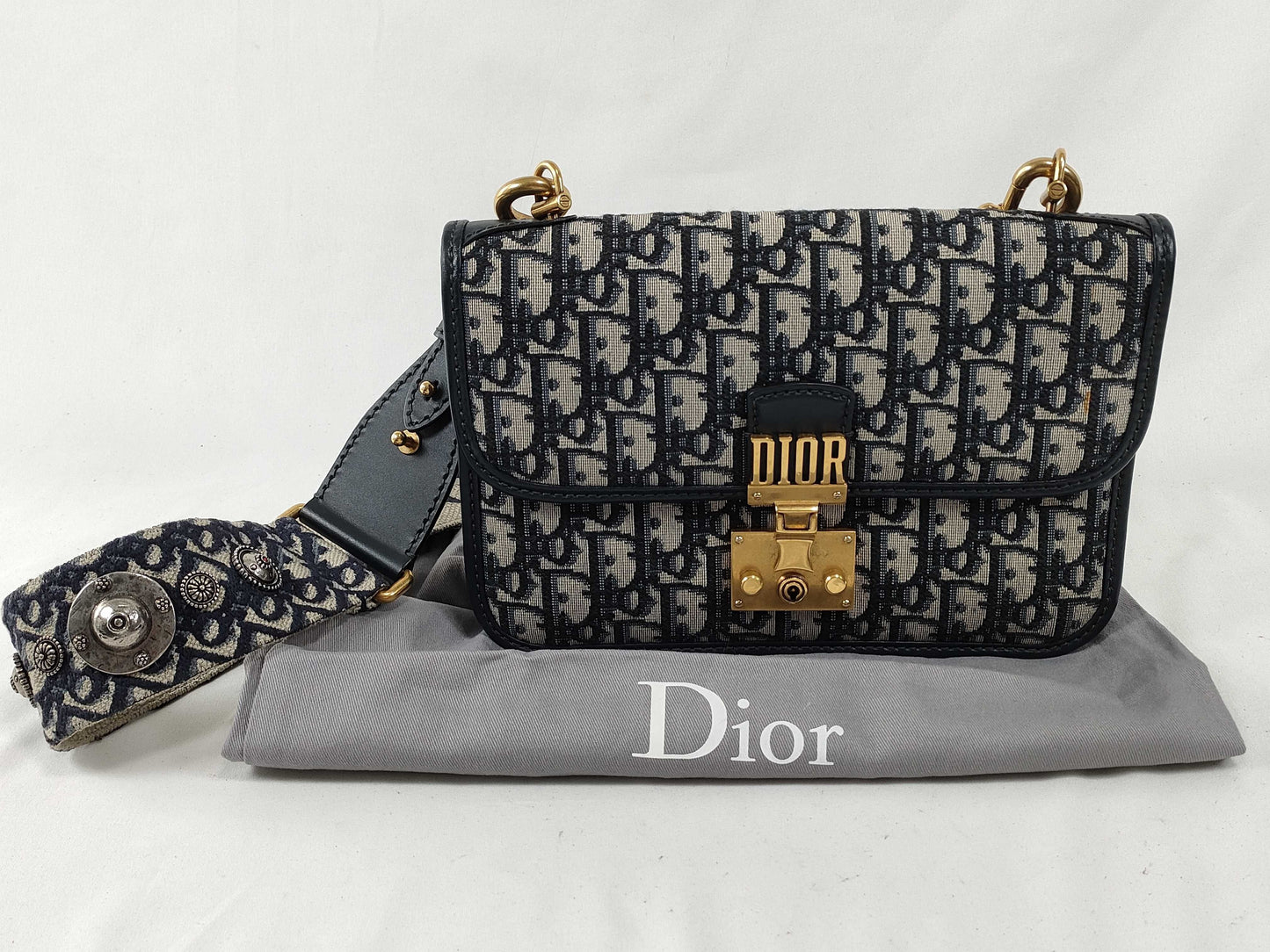 Dior Trotter Addict Shoulder Bag Canvas Navy