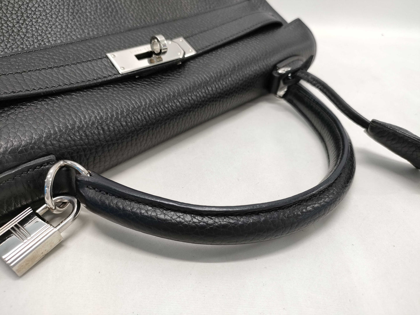 HERMES Kelly Kelly 32 sterling silver hardware, Taurillon Clemence leather, black handbag