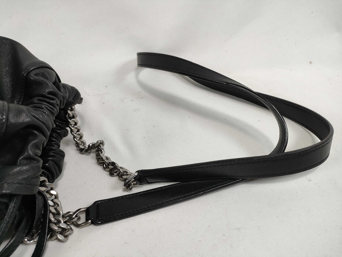 SAINT LAURENT 583328 Drawstring Shoulder Bag in Black Leather
