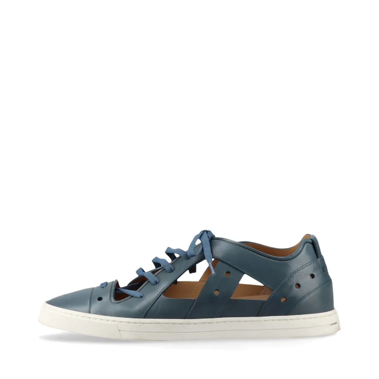 FENDI Leather Sneakers Size 7 Blue 7E1038 Sneaker Sandals Sneakers