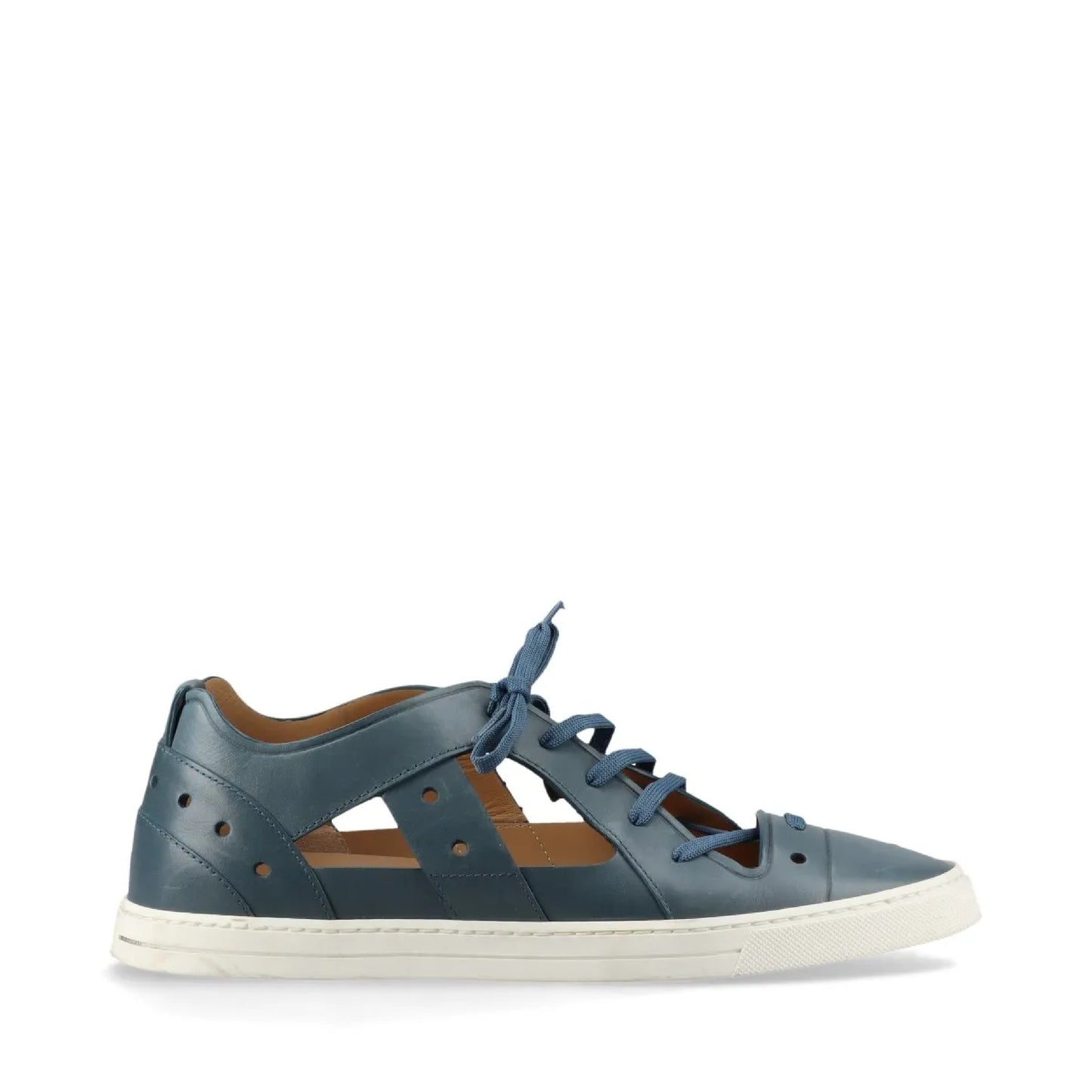 FENDI Leather Sneakers Size 7 Blue 7E1038 Sneaker Sandals Sneakers